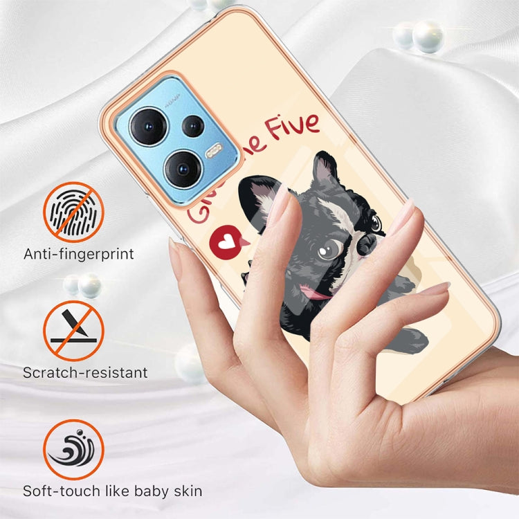 For Xiaomi Redmi Note 12 5G Global Electroplating Marble Dual-side IMD Phone Case(Lucky Dog)
