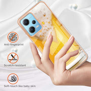 For Xiaomi Redmi Note 12 5G Global Electroplating Marble Dual-side IMD Phone Case(Draft Beer)
