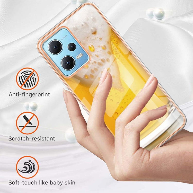 For Xiaomi Redmi Note 12 5G Global Electroplating Marble Dual-side IMD Phone Case(Draft Beer)