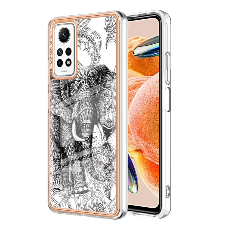 For Xiaomi Redmi Note 12 Pro 4G Global Electroplating Marble Dual-side IMD Phone Case(Totem Elephant)
