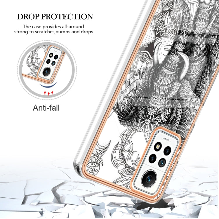 For Xiaomi Redmi Note 12 Pro 4G Global Electroplating Marble Dual-side IMD Phone Case(Totem Elephant)