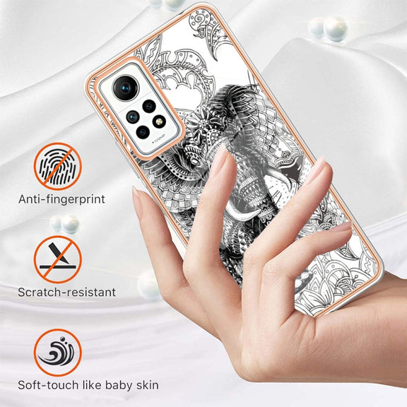 For Xiaomi Redmi Note 12 Pro 4G Global Electroplating Marble Dual-side IMD Phone Case(Totem Elephant)