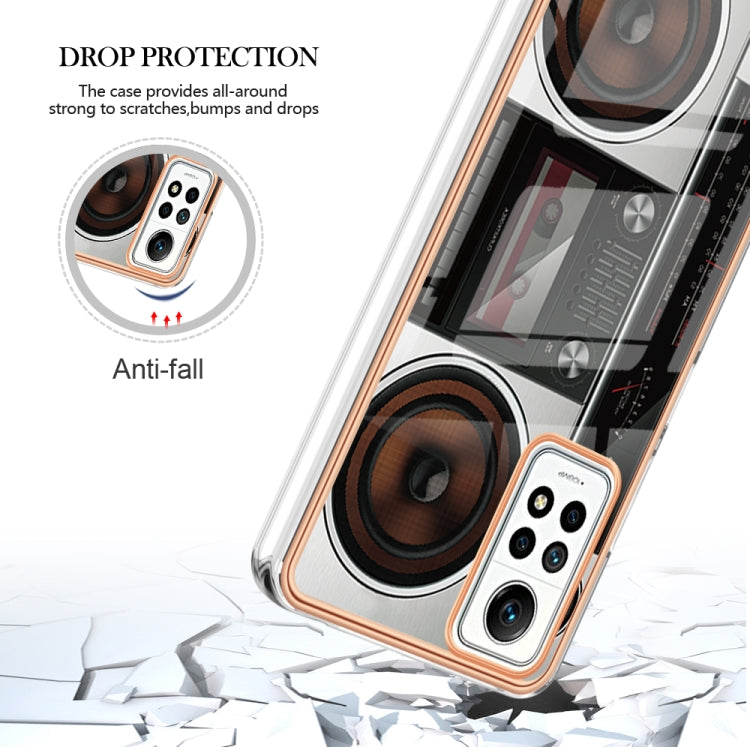 For Xiaomi Redmi Note 12 Pro 4G Global Electroplating Marble Dual-side IMD Phone Case(Retro Radio)