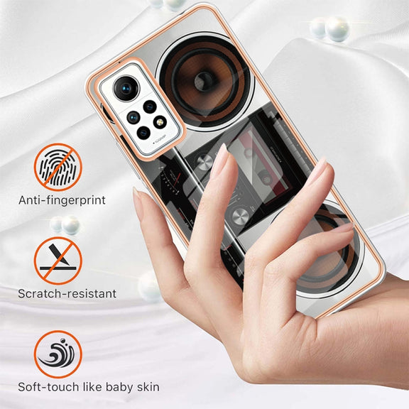 For Xiaomi Redmi Note 12 Pro 4G Global Electroplating Marble Dual-side IMD Phone Case(Retro Radio)
