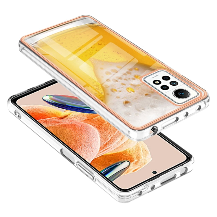 For Xiaomi Redmi Note 12 Pro 4G Global Electroplating Marble Dual-side IMD Phone Case(Draft Beer)