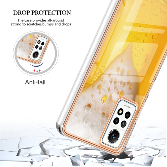For Xiaomi Redmi Note 12 Pro 4G Global Electroplating Marble Dual-side IMD Phone Case(Draft Beer)