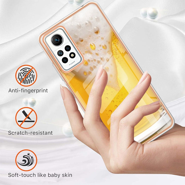 For Xiaomi Redmi Note 12 Pro 4G Global Electroplating Marble Dual-side IMD Phone Case(Draft Beer)