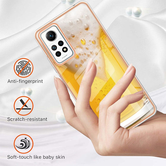 For Xiaomi Redmi Note 12 Pro 4G Global Electroplating Marble Dual-side IMD Phone Case(Draft Beer)