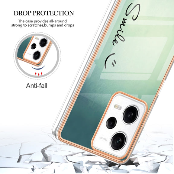 For Xiaomi Redmi Note 12 Pro 5G Global Electroplating Marble Dual-side IMD Phone Case(Smile)