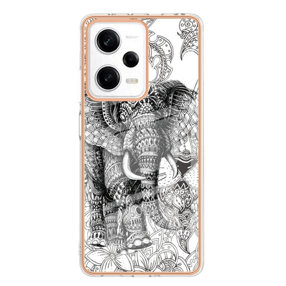 For Xiaomi Redmi Note 12 Pro 5G Global Electroplating Marble Dual-side IMD Phone Case(Totem Elephant)
