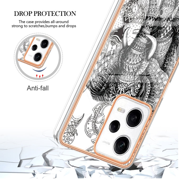 For Xiaomi Redmi Note 12 Pro 5G Global Electroplating Marble Dual-side IMD Phone Case(Totem Elephant)