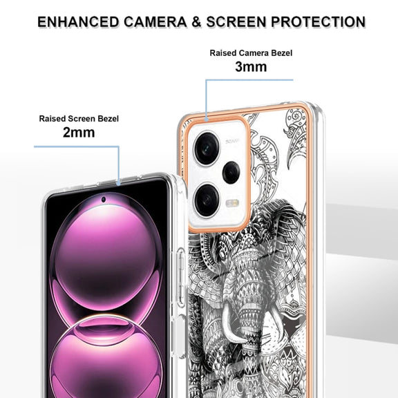 For Xiaomi Redmi Note 12 Pro 5G Global Electroplating Marble Dual-side IMD Phone Case(Totem Elephant)