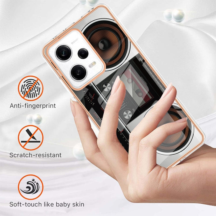 For Xiaomi Redmi Note 12 Pro 5G Global Electroplating Marble Dual-side IMD Phone Case(Retro Radio)