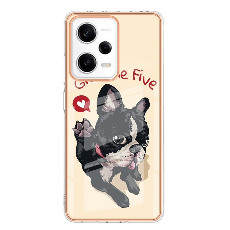 For Xiaomi Redmi Note 12 Pro 5G Global Electroplating Marble Dual-side IMD Phone Case(Lucky Dog)