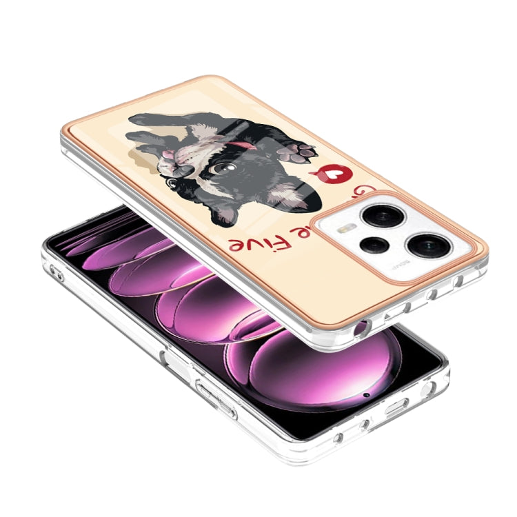 For Xiaomi Redmi Note 12 Pro 5G Global Electroplating Marble Dual-side IMD Phone Case(Lucky Dog)