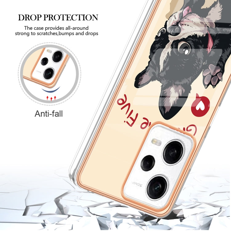 For Xiaomi Redmi Note 12 Pro 5G Global Electroplating Marble Dual-side IMD Phone Case(Lucky Dog)