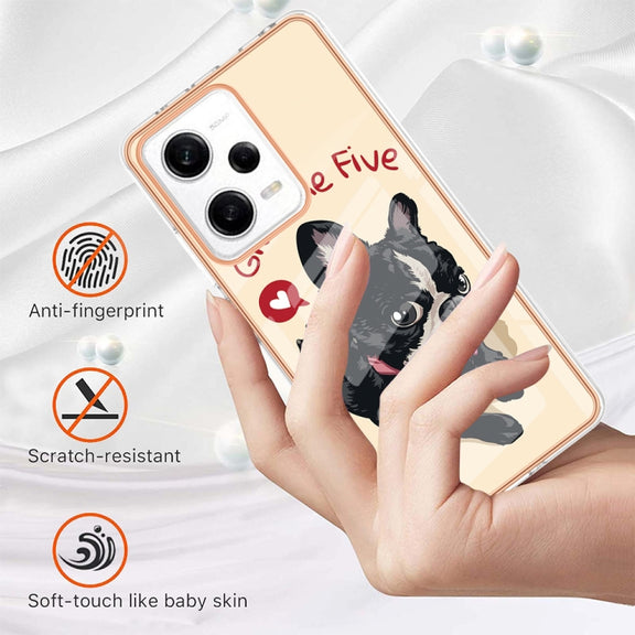 For Xiaomi Redmi Note 12 Pro 5G Global Electroplating Marble Dual-side IMD Phone Case(Lucky Dog)