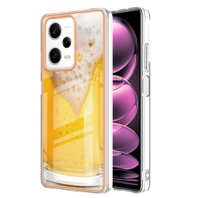 For Xiaomi Redmi Note 12 Pro 5G Global Electroplating Marble Dual-side IMD Phone Case(Draft Beer)