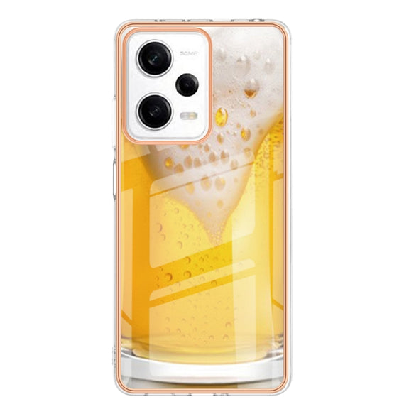 For Xiaomi Redmi Note 12 Pro 5G Global Electroplating Marble Dual-side IMD Phone Case(Draft Beer)