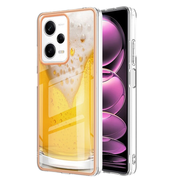 For Xiaomi Redmi Note 12 Pro 5G Global Electroplating Marble Dual-side IMD Phone Case(Draft Beer)