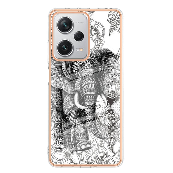 For Xiaomi Redmi Note 12 Pro+ Global Electroplating Marble Dual-side IMD Phone Case(Totem Elephant)