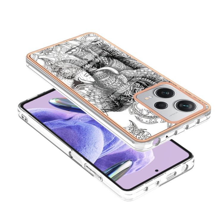 For Xiaomi Redmi Note 12 Pro+ Global Electroplating Marble Dual-side IMD Phone Case(Totem Elephant)