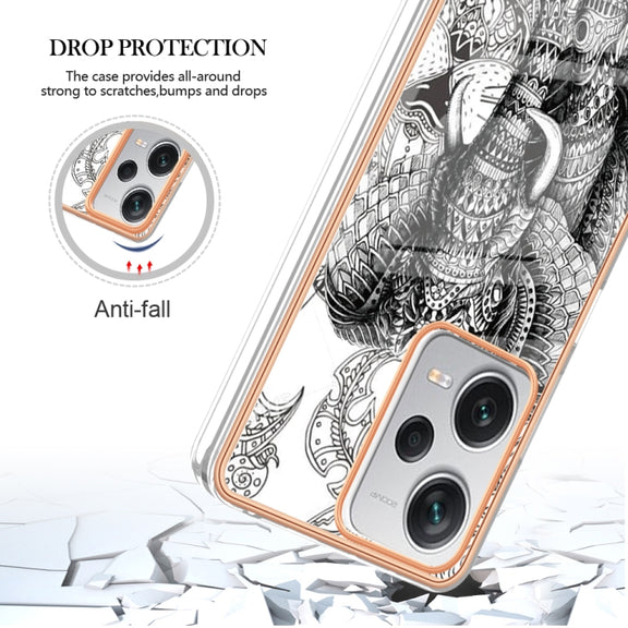 For Xiaomi Redmi Note 12 Pro+ Global Electroplating Marble Dual-side IMD Phone Case(Totem Elephant)