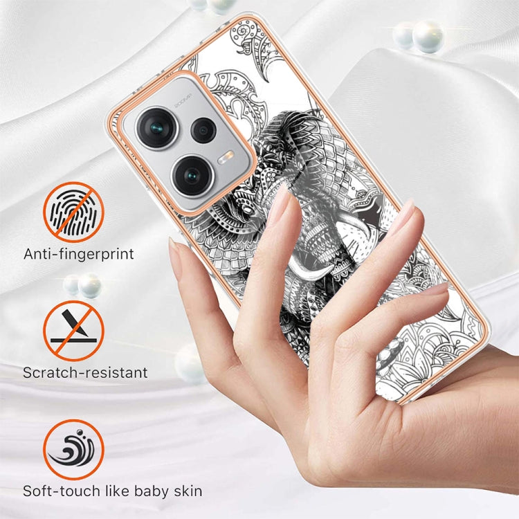 For Xiaomi Redmi Note 12 Pro+ Global Electroplating Marble Dual-side IMD Phone Case(Totem Elephant)