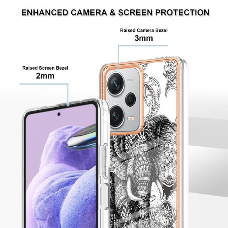 For Xiaomi Redmi Note 12 Pro+ Global Electroplating Marble Dual-side IMD Phone Case(Totem Elephant)