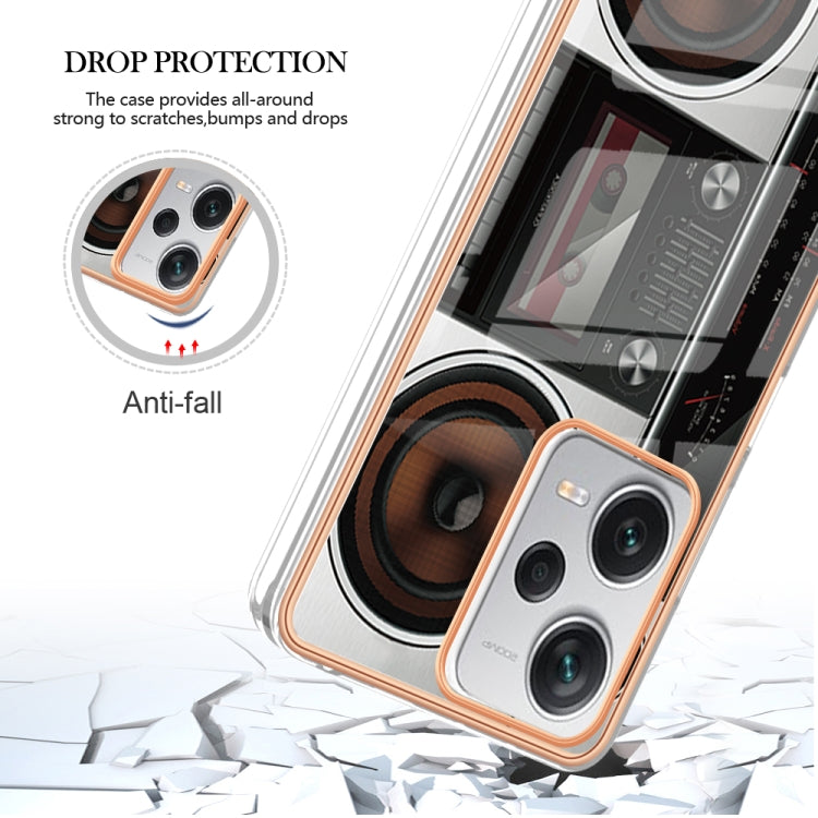 For Xiaomi Redmi Note 12 Pro+ Global Electroplating Marble Dual-side IMD Phone Case(Retro Radio)