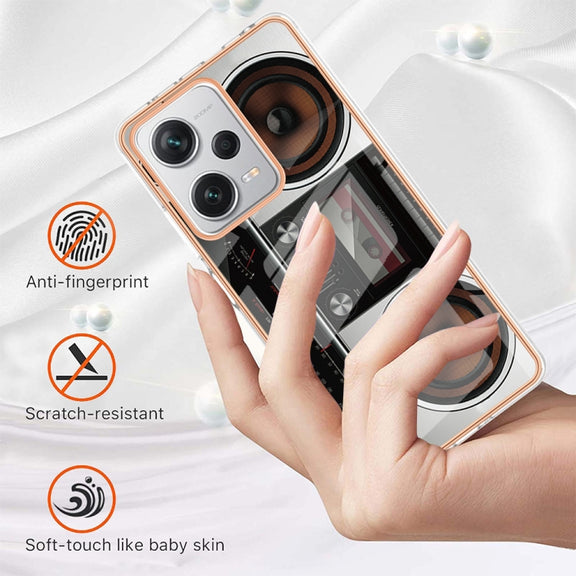 For Xiaomi Redmi Note 12 Pro+ Global Electroplating Marble Dual-side IMD Phone Case(Retro Radio)