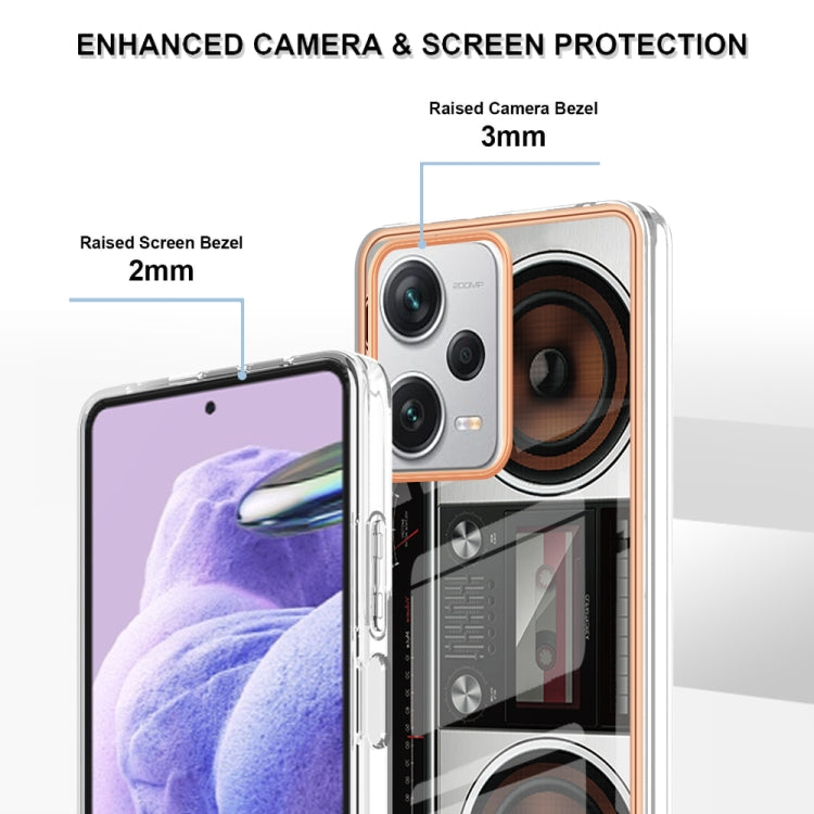 For Xiaomi Redmi Note 12 Pro+ Global Electroplating Marble Dual-side IMD Phone Case(Retro Radio)