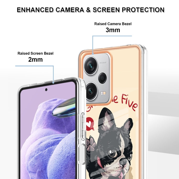 For Xiaomi Redmi Note 12 Pro+ Global Electroplating Marble Dual-side IMD Phone Case(Lucky Dog)