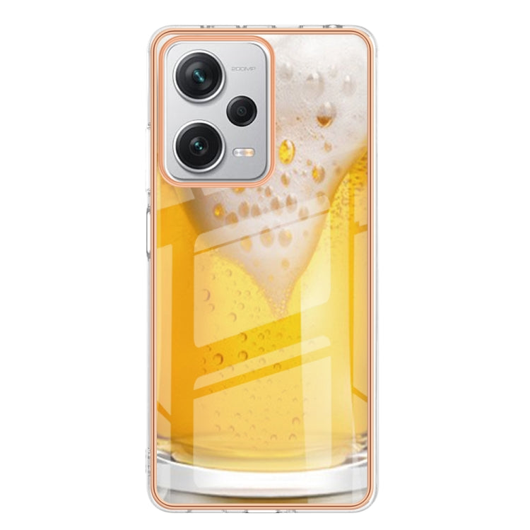 For Xiaomi Redmi Note 12 Pro+ Global Electroplating Marble Dual-side IMD Phone Case(Draft Beer)