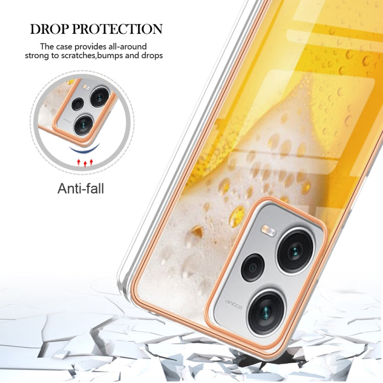 For Xiaomi Redmi Note 12 Pro+ Global Electroplating Marble Dual-side IMD Phone Case(Draft Beer)