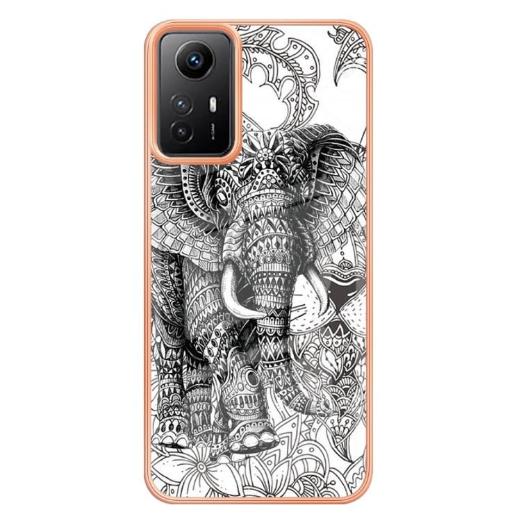 Xiaomi Redmi Note 12S 4G Electroplating Marble Dual-side IMD Phone Case(Totem Elephant)