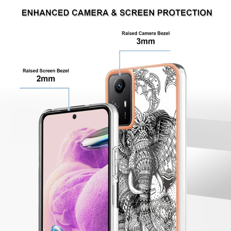 Xiaomi Redmi Note 12S 4G Electroplating Marble Dual-side IMD Phone Case(Totem Elephant)