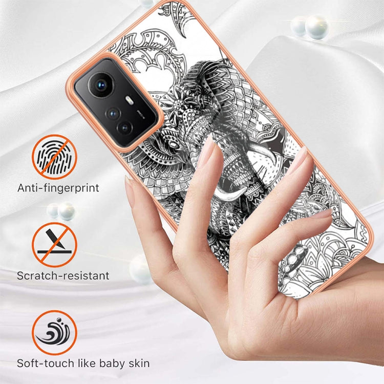 Xiaomi Redmi Note 12S 4G Electroplating Marble Dual-side IMD Phone Case(Totem Elephant)