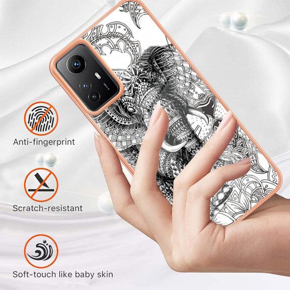 Xiaomi Redmi Note 12S 4G Electroplating Marble Dual-side IMD Phone Case(Totem Elephant)
