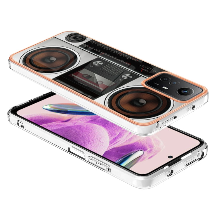 Xiaomi Redmi Note 12S 4G Electroplating Marble Dual-side IMD Phone Case(Retro Radio)