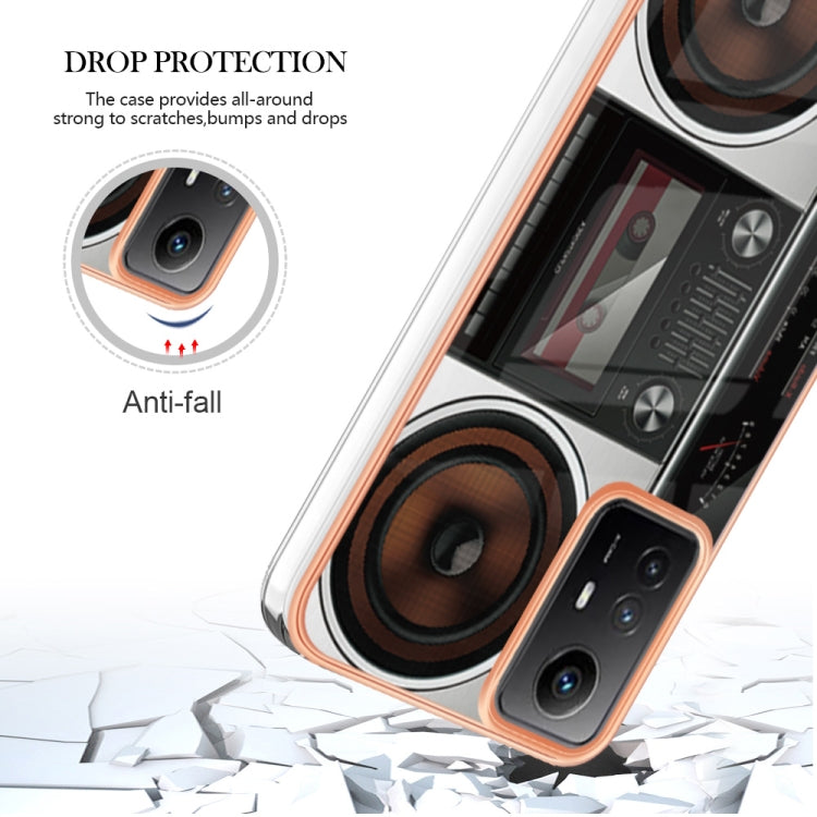 Xiaomi Redmi Note 12S 4G Electroplating Marble Dual-side IMD Phone Case(Retro Radio)