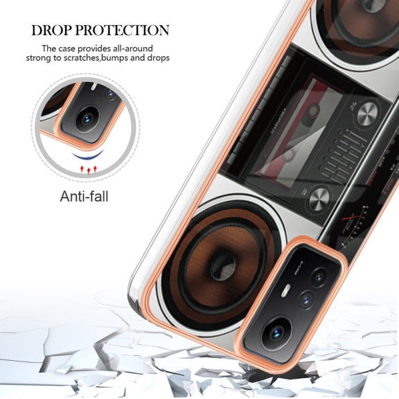 Xiaomi Redmi Note 12S 4G Electroplating Marble Dual-side IMD Phone Case(Retro Radio)