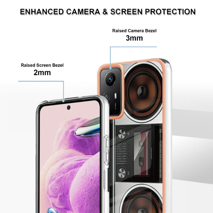 Xiaomi Redmi Note 12S 4G Electroplating Marble Dual-side IMD Phone Case(Retro Radio)