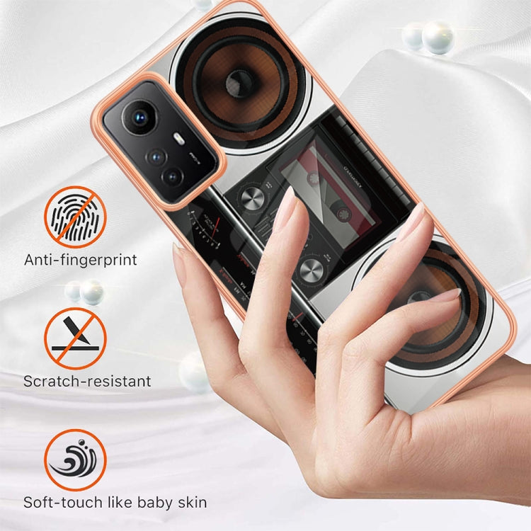 Xiaomi Redmi Note 12S 4G Electroplating Marble Dual-side IMD Phone Case(Retro Radio)