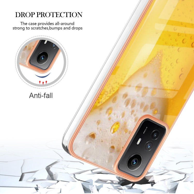 Xiaomi Redmi Note 12S 4G Electroplating Marble Dual-side IMD Phone Case(Draft Beer)