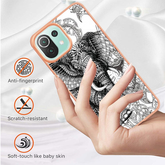 For Xiaomi 11 Lite Electroplating Marble Dual-side IMD Phone Case(Totem Elephant)