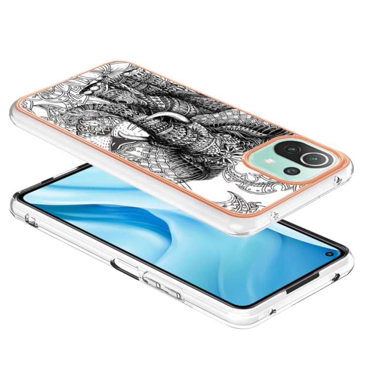 For Xiaomi 11 Lite Electroplating Marble Dual-side IMD Phone Case(Totem Elephant)