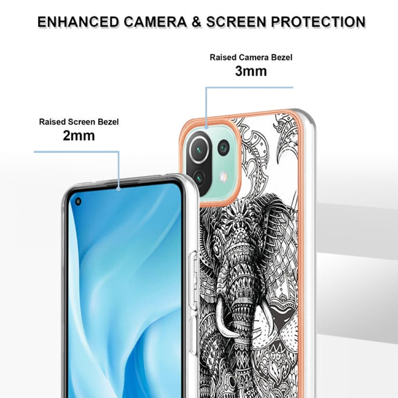 For Xiaomi 11 Lite Electroplating Marble Dual-side IMD Phone Case(Totem Elephant)