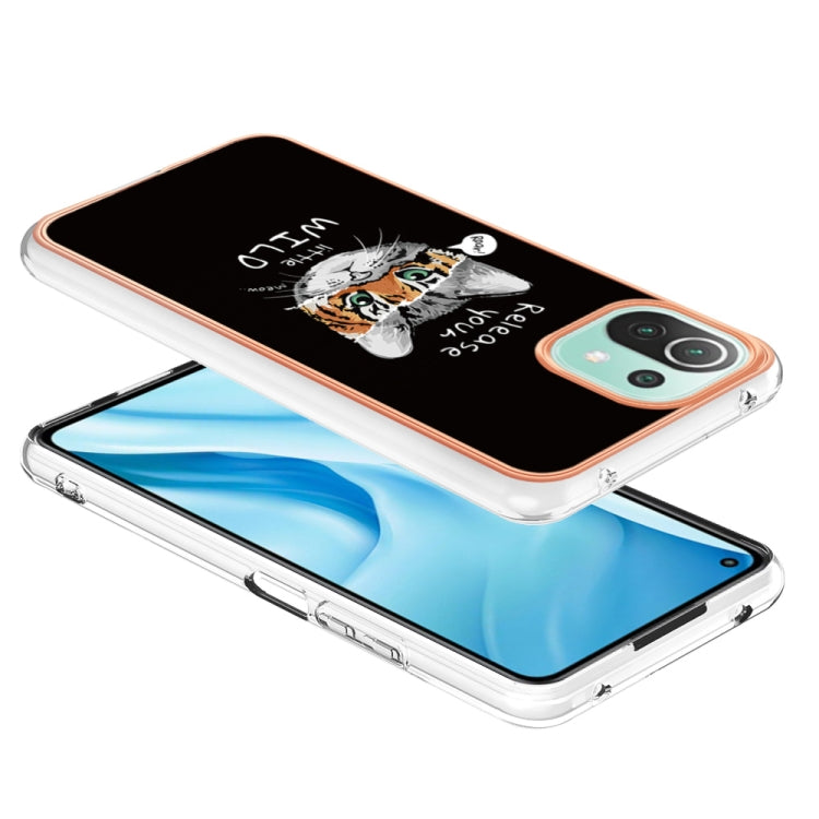For Xiaomi 11 Lite Electroplating Marble Dual-side IMD Phone Case(Natural Growth)