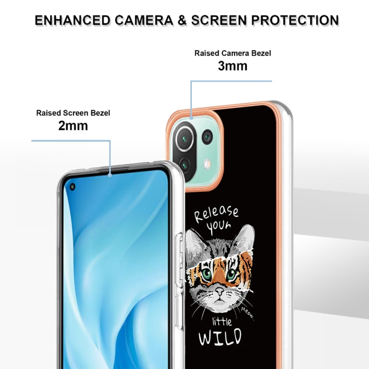For Xiaomi 11 Lite Electroplating Marble Dual-side IMD Phone Case(Natural Growth)